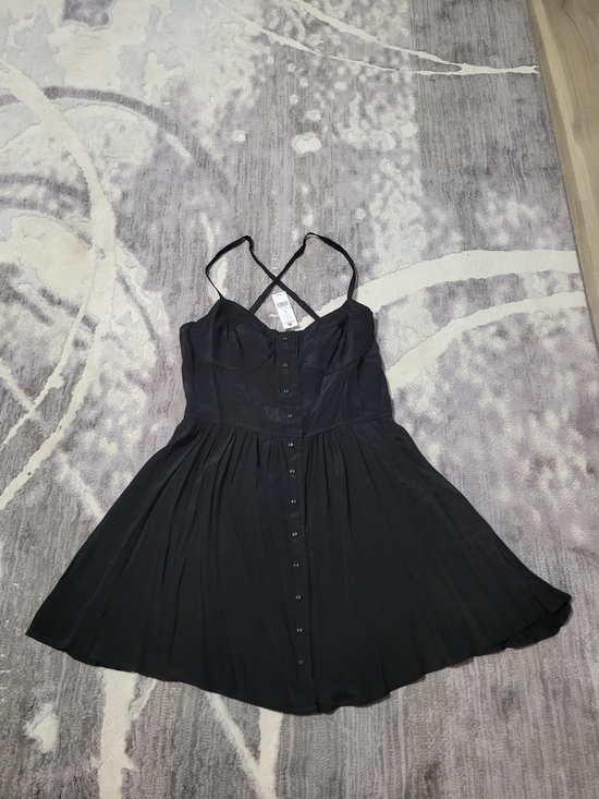 Garage Dresses & Skirts - Brand New Garage Black Button-Front Mini Dress with Crisscross Straps Size L